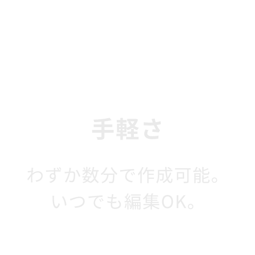 手軽さ。わずか数分で作成可能。いつでも編集OK。